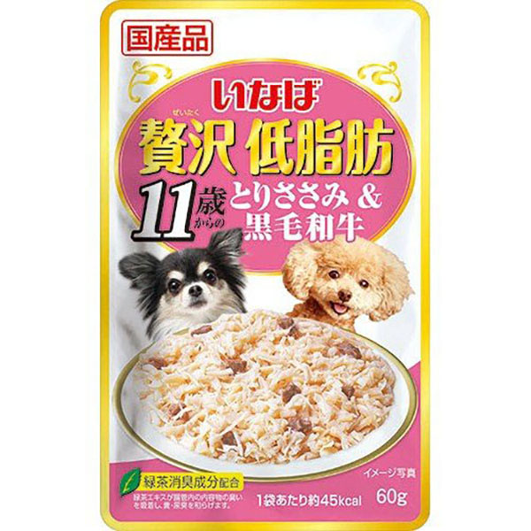 Inaba Luxury Low Fat Chicken Chicken & Japanese Black Beef 60g from 11 years old Inaba Luxury Low Fat Chicken Chicken & Japanese Black Beef 60g from 11 years old