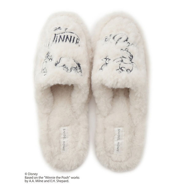 Snidel Disney Pooh Friend Fur Slipper #White