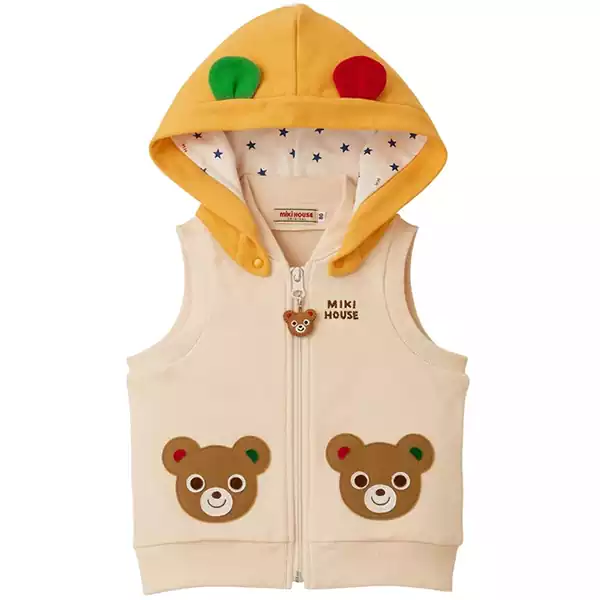 MIKI HOUSE Puccie & Usako Hooded Vest #Ivory #120cm