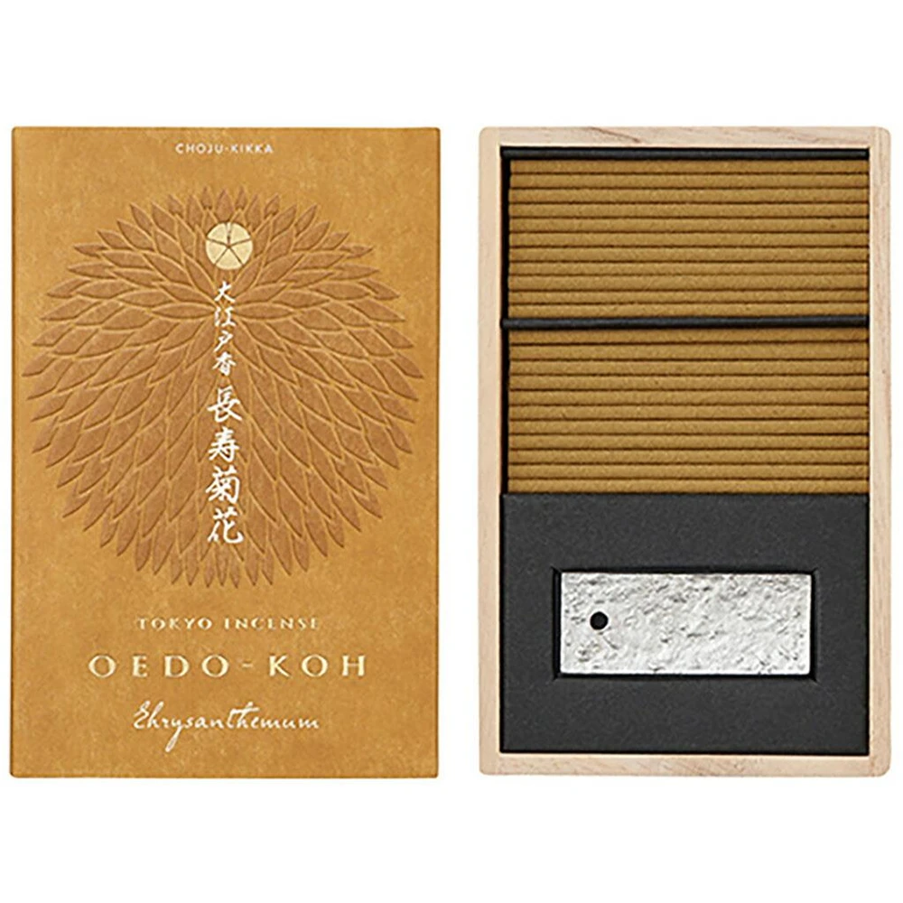 Nippon Kodo Oedo Incense Choju Kikka 60pcs 日本香堂 长寿菊花 线香 60跟 带香托