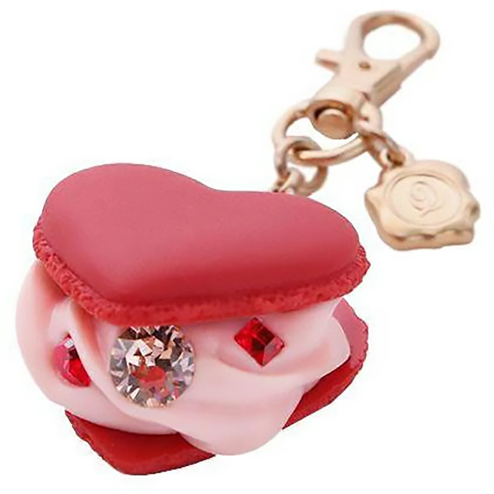 Q-Pot Love Heart Strawberry Macaron Bag Charm