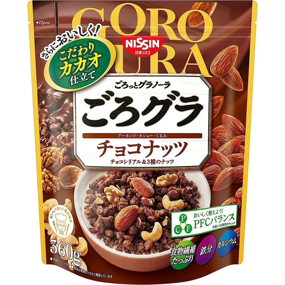 令人惊艳的好味早餐Nissin Cisco Gorogra Chocolate Nuts 320g日本nissin麦片nissin谷物麦片日本日清谷物早餐 巧克力坚果富含铁补铁补钙平衡营养 快速物流/慢速物流