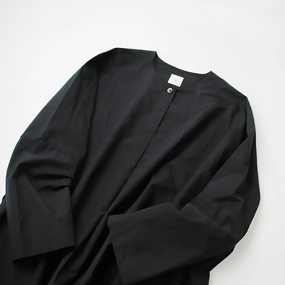 [20% Off For A Limited Time! ] Good Condition Gauze# Gauze Cotton No Collar Pullover Shirt F/Black Tops [2400013310451]