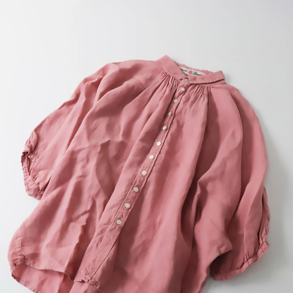 Domingo Brocanto D.M.G. Brocante Linen Grand Shirt 2/Pink Blouse Dolman Long Sleeve [2400013476904]