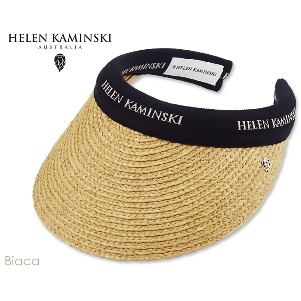 HELEN KAMINSKI BIANCA 12 Sun Visor #Natural/Black Logo