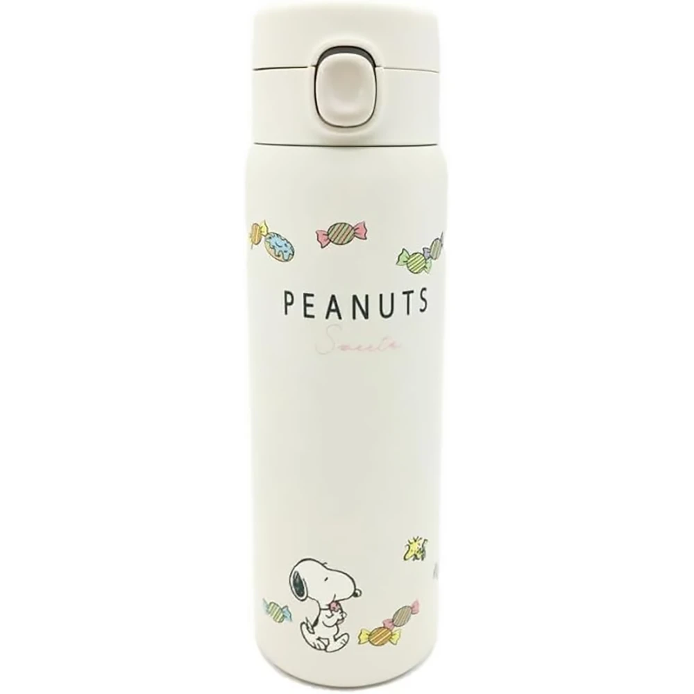 Osk Snoopy Sbt-480Pn One Push Stainless Bottle 480Ml Pink OSK简约保温杯史努比花生漫画不锈钢保冷保温带茶漏 480毫升粉色