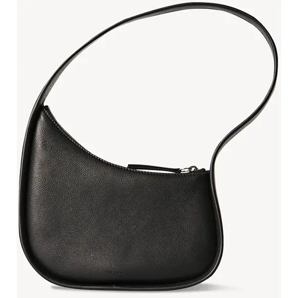 The Row Half Moon Bag Leather #Black