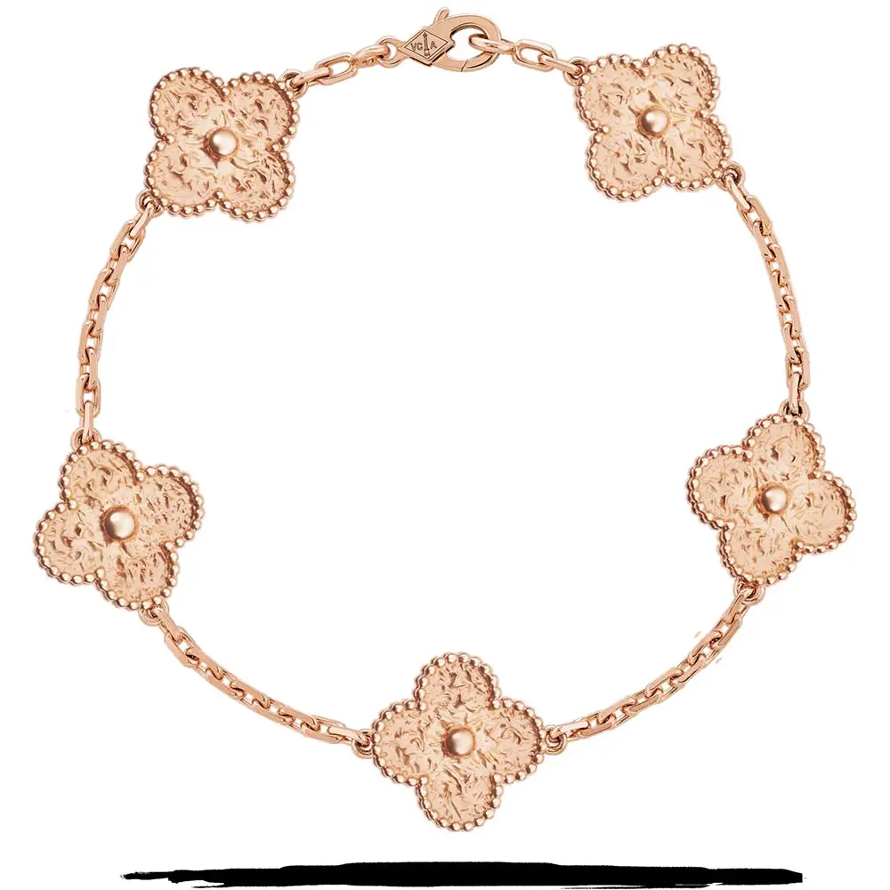 Van Cleef & Arpels Vintage Alhambra Bracelet, 5 Motifs #18K Rose Gold Vcarn9T300