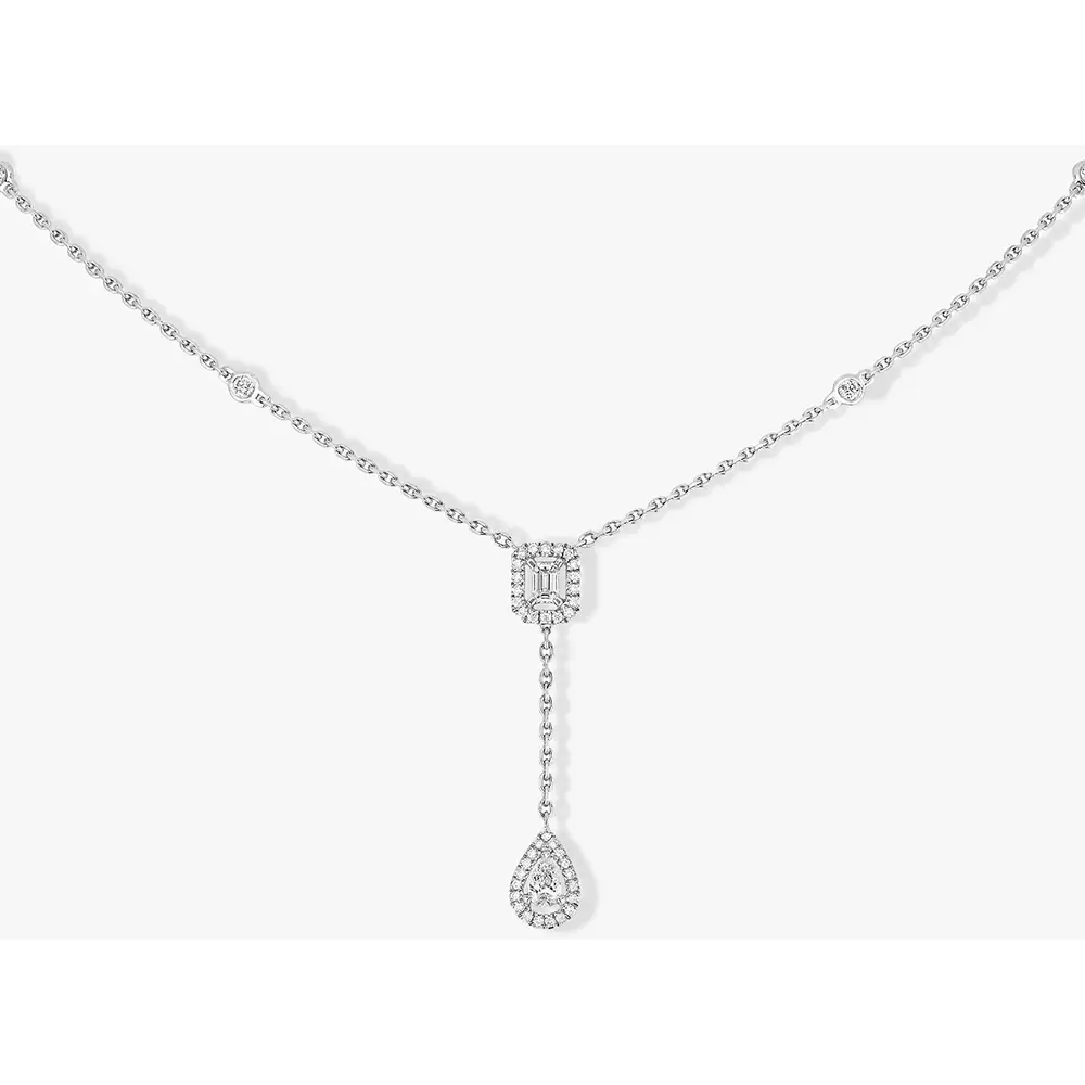 Messika White Gold Diamond Necklace Clavat My Twin 0.10 Carat X2