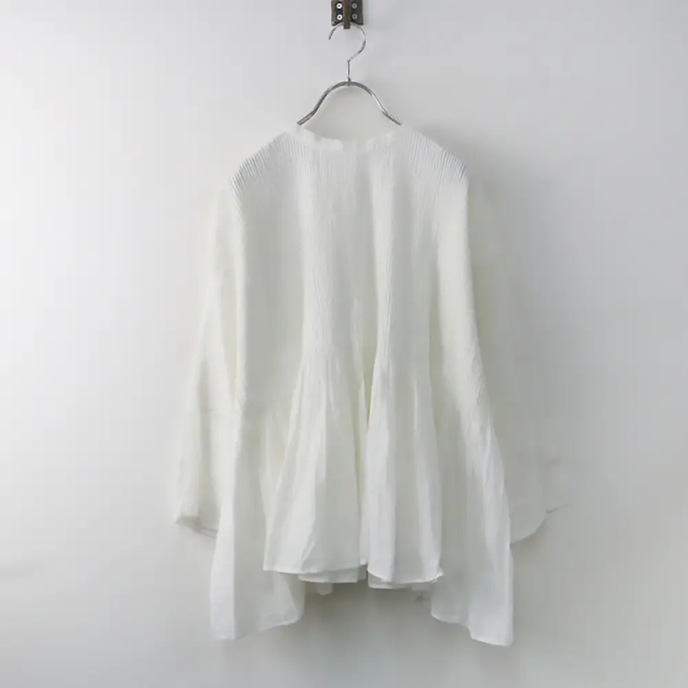 Maison De Soil Cotton Back Button Pintack Gather Blouse 1/White Shirt Cut Sew [2400013869843]