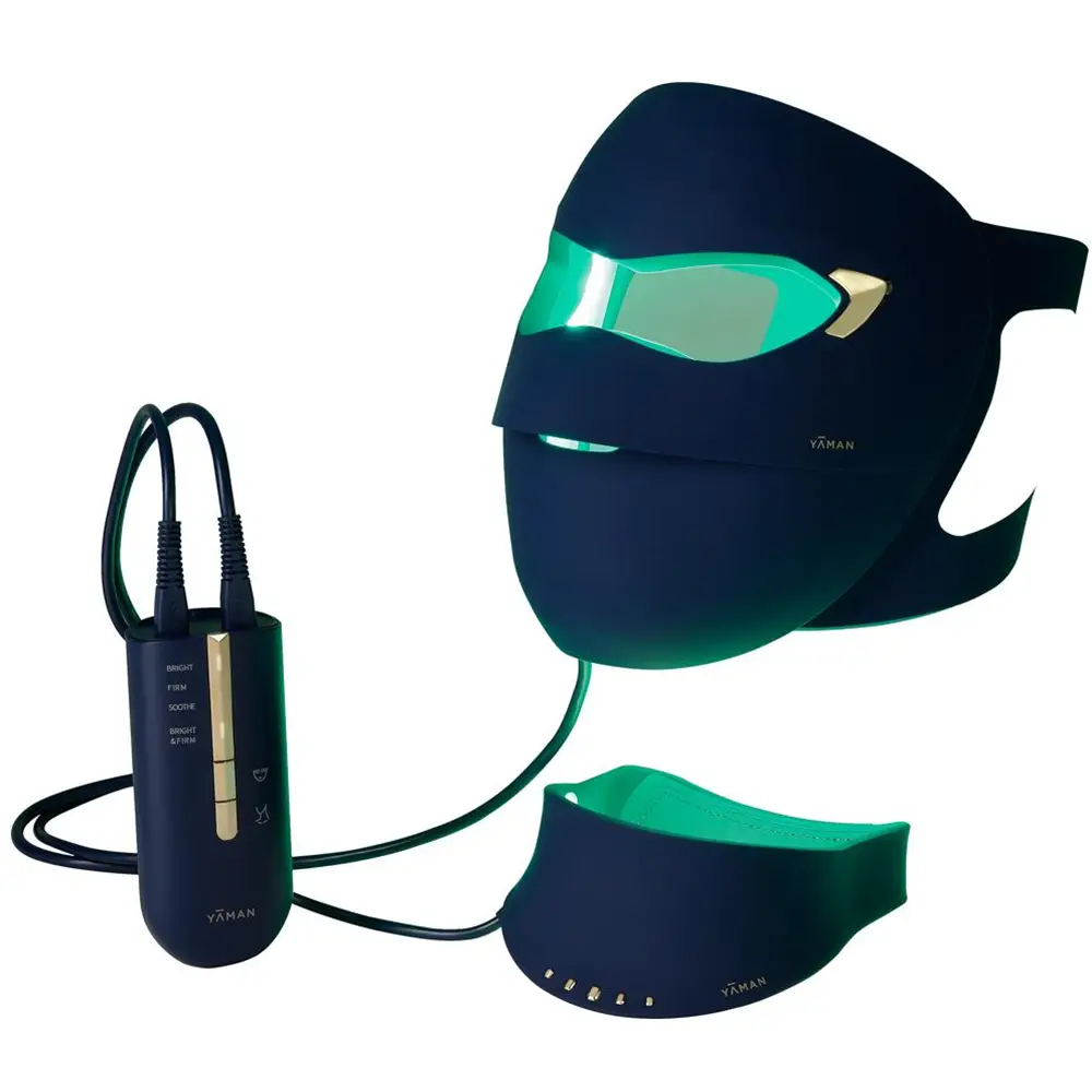 YA-MAN Light Therapy Facial Device – Blue-Green Mask Edition最新科技雅曼Yamana绿光面罩绿光光子嫩肤大排灯美容仪紧致提拉提升面罩除法令纹改善面部下垂EMS科技脖子皱纹颈纹美容仪