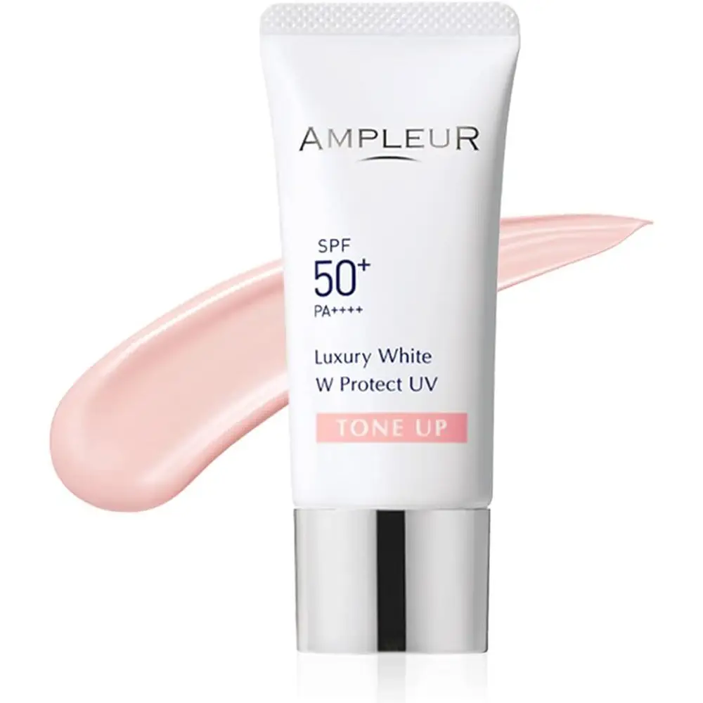 轻盈无肤感的防晒 简直跟润肤乳一样无压力Ampleur Sunscreen Essence Ruxury White W Protect Uv Tone Up 30G Spf50+Pa ++++ 日本专柜ampleur防晒隔离润色防晒隔离轻底妆粉色提亮肤色祛除暗哑50倍最高防晒系数养肤概念防晒隔离底妆防晒底妆