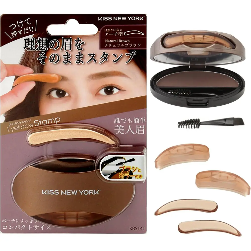 Kiss New York Eyebrow Stamp with Limited Replacement Sponge (Natural Brown, KBS14J Straight Template) Kiss New York Eyebrow Stamp with Limited Replacement Sponge (Natural Brown, KBS14J Straight Template)